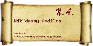 Nádassy Amáta névjegykártya